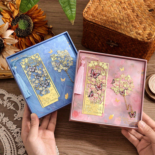 2pcs Bookmarks Set – Flower & Butterfly Design – Perfect Gift for Book Lovers, Teachers, and Students