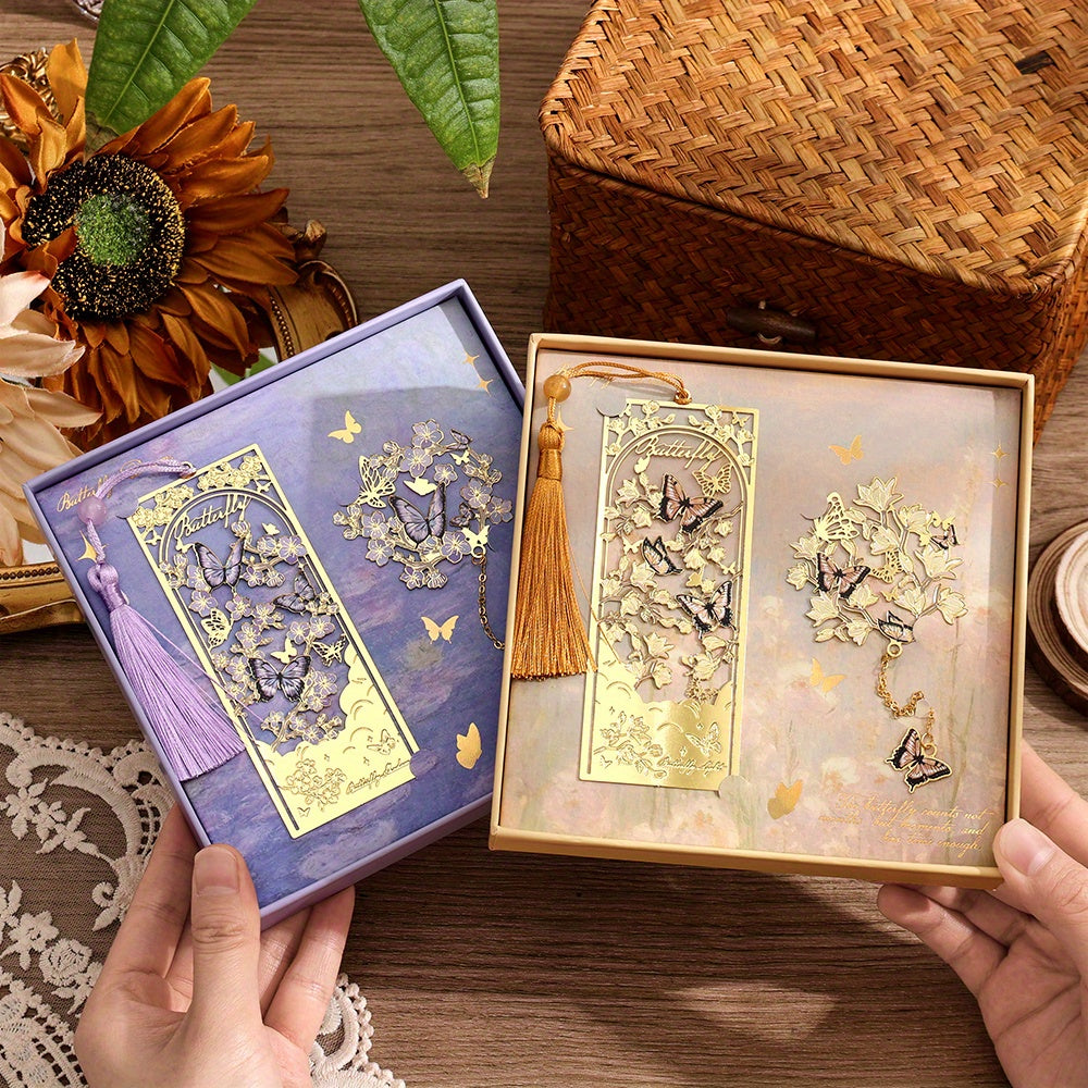 2pcs Bookmarks Set – Flower & Butterfly Design – Perfect Gift for Book Lovers, Teachers, and Students